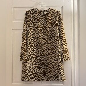 H&M Leopard Long Sleeve Mini Shift Dress, size S